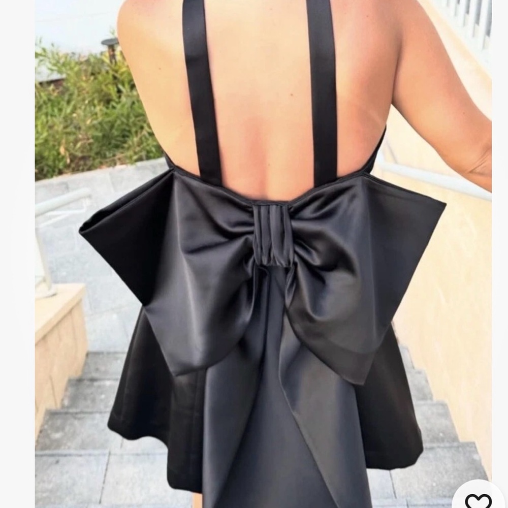 Zara Woman Satin Mini Dress with voluminous bow in back